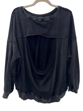 ee:some Black/grey Open-Back Draped oversized Sweatshirt size Small